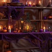 Halloween Witch Lamp, Stained Glass Witch Hat Lamp, Spooky Decorative Table Lamps, Indoor Holiday Party Atmosphere Lighting for Home, Porch, Tabletop Decor
