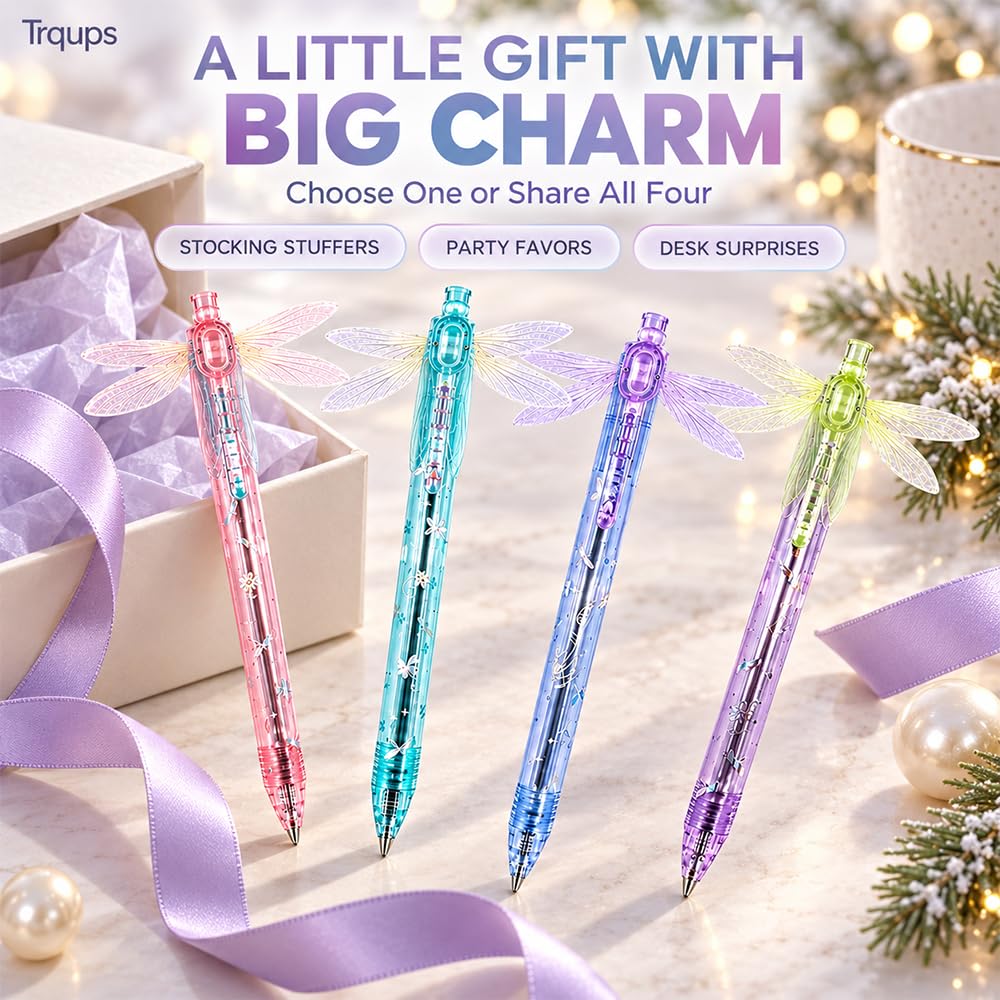 Gleaming Wings Dragonfly Pen, Dragonfly Ballpoint Pen with Moving Wings