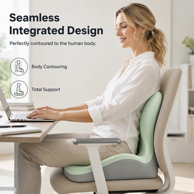 Ergonomic Memory Foam Seat Cushion with Back Support – Stay Comfortable All Day, Perfect for Office, Car & Home