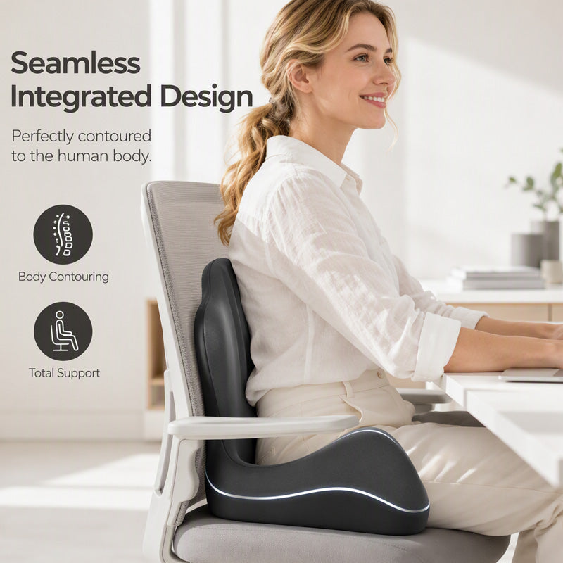 Ergonomic Memory Foam Seat Cushion with Back Support – Stay Comfortable All Day, Perfect for Office, Car & Home