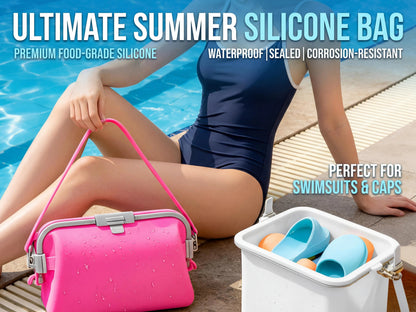 Waterproof Silicone Tote Bag, Leakproof Reusable HandheldStorage Bag Washable for Beach Hiking Camping Travel