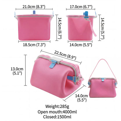 Waterproof Silicone Tote Bag, Leakproof Reusable HandheldStorage Bag Washable for Beach Hiking Camping Travel