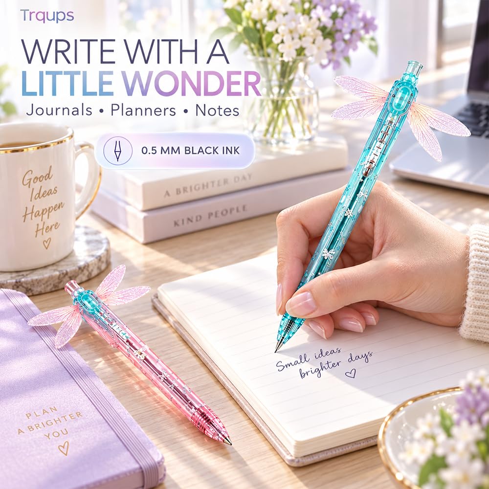 Gleaming Wings Dragonfly Pen, Dragonfly Ballpoint Pen with Moving Wings