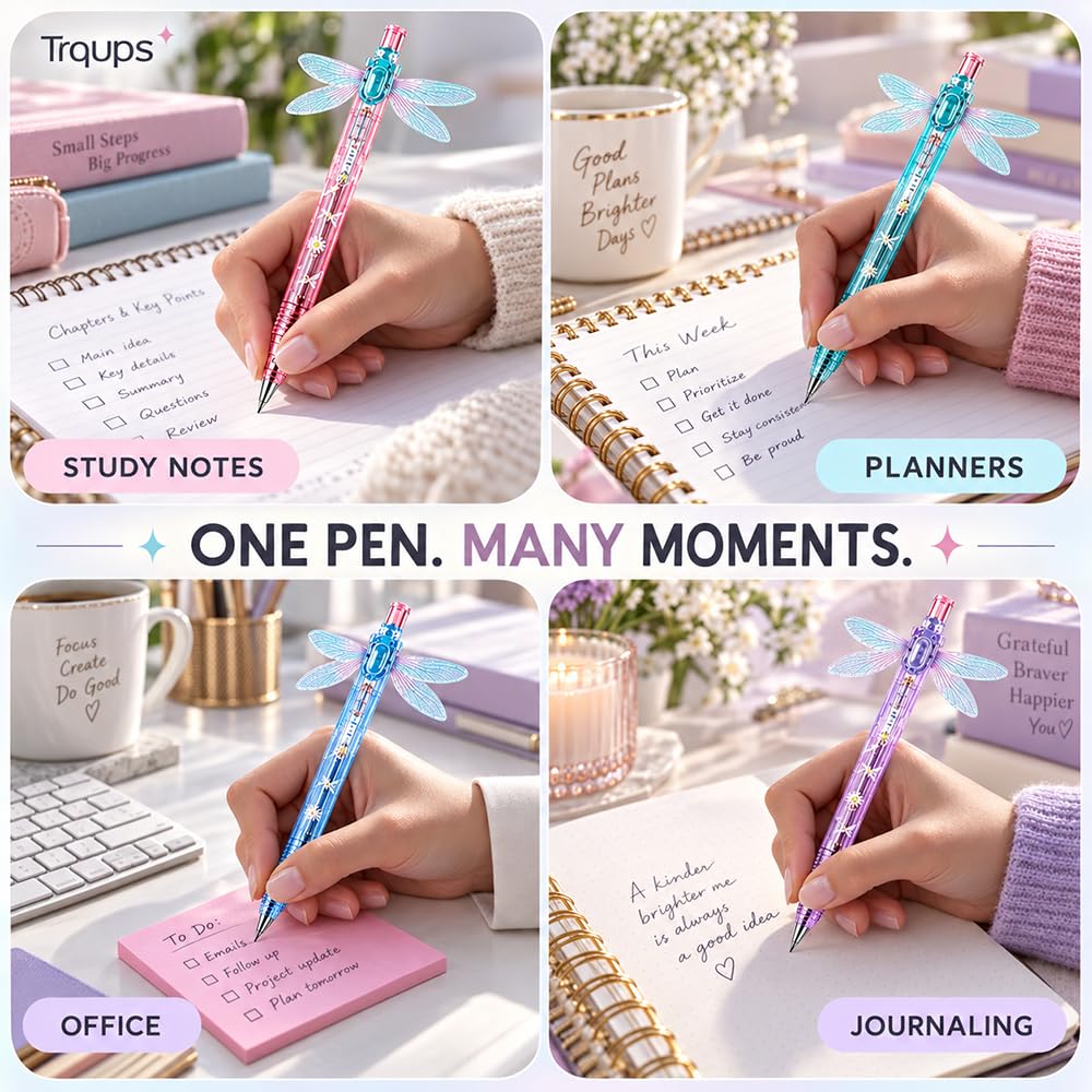 Gleaming Wings Dragonfly Pen, Dragonfly Ballpoint Pen with Moving Wings