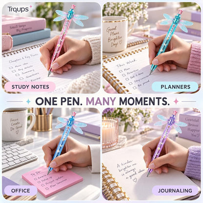 Gleaming Wings Dragonfly Pen, Dragonfly Ballpoint Pen with Moving Wings