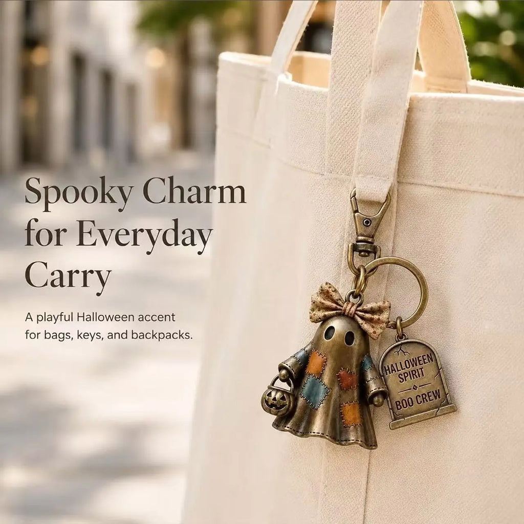 Halloween Ghost Squad Keychain, Whimsical Ghost Character, Attaches to Keys Wallets Backpacks Handbags Luggage, Perfect for Collectors Home Use