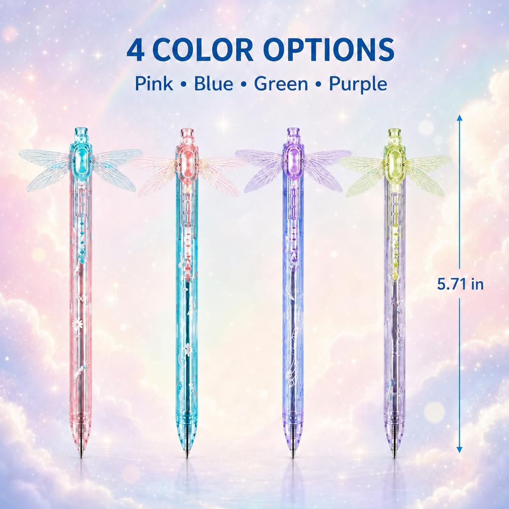 Gleaming Wings Dragonfly Pen, Dragonfly Ballpoint Pen with Moving Wings